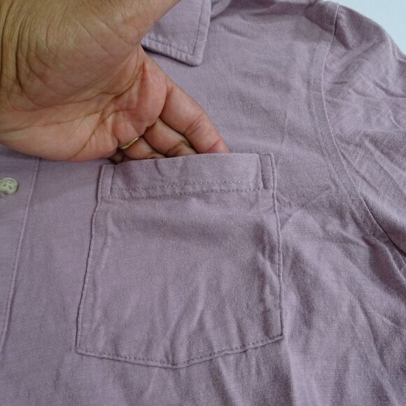Goodfellow Purple Short Sleeve Button Up Collared Knit Shirt Men Size M Cotton - Picture 3 of 10